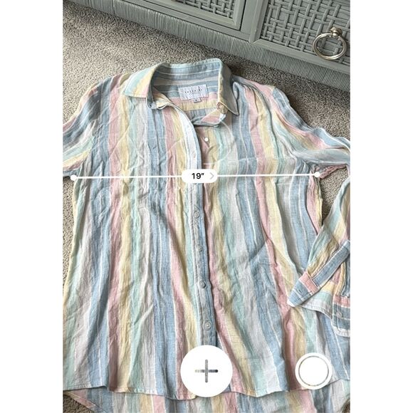 NWOT The Shirt by Rochelle Behrens boyfriend linen blend shirt Med $178 A51 - Picture 8 of 8